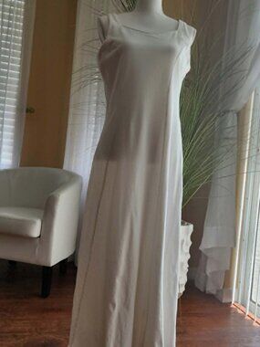 Ballinger Gold Ivory Maxi Dress Women's M Sleeveless Cotton Blend